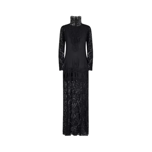 Rabanne Floral Lace High-Neck Long Dress