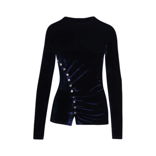 Rabanne Draped Velvet Long Sleeve Top