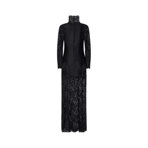Rabanne Floral Lace High-Neck Long Dress