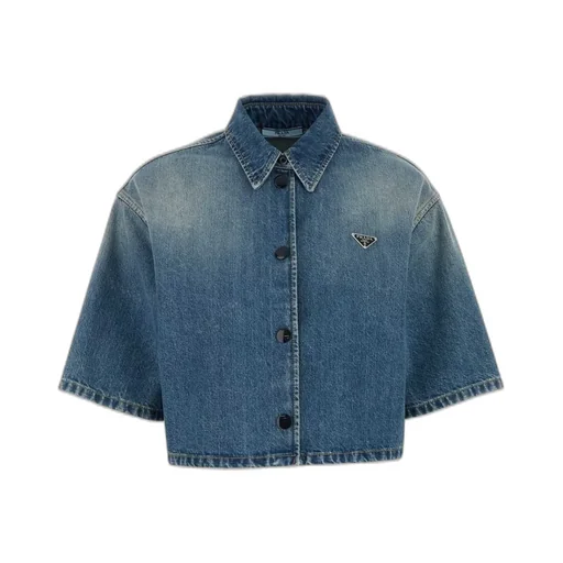 Prada Short-Sleeved Button-Up Denim Shirt