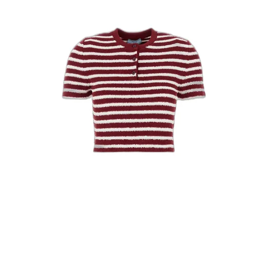 Prada Striped Straight Hem Polo Top