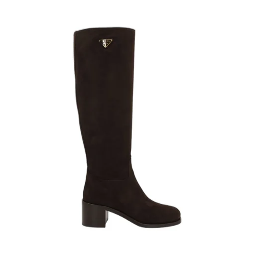 Prada Triangle-Logo Knee-High Boots