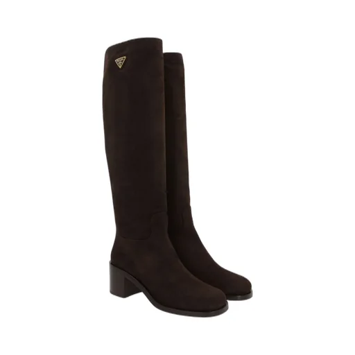 Prada Triangle-Logo Knee-High Boots