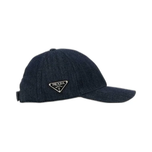 Prada Triangle-Logo Denim Baseball Cap