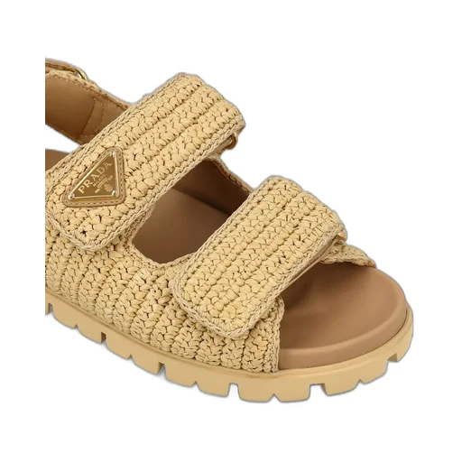 Prada Logo Patch Flat Sandals