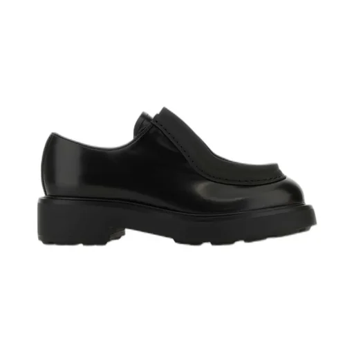 Prada Raised-Edge Round-Toe Lace-Up Shoes