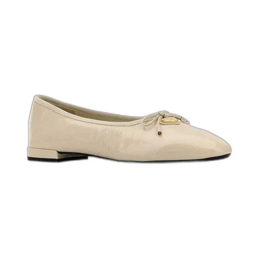 Prada Logo Plaque Almond Toe Ballerina Shoes