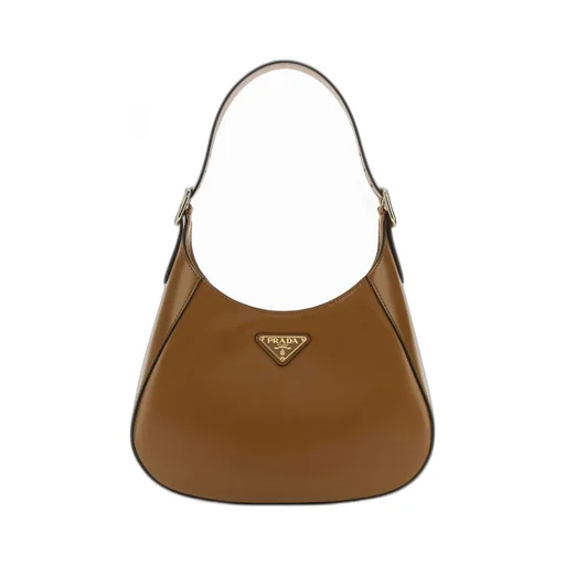 Prada Logo Plaque Zip-Up Hobo Bag