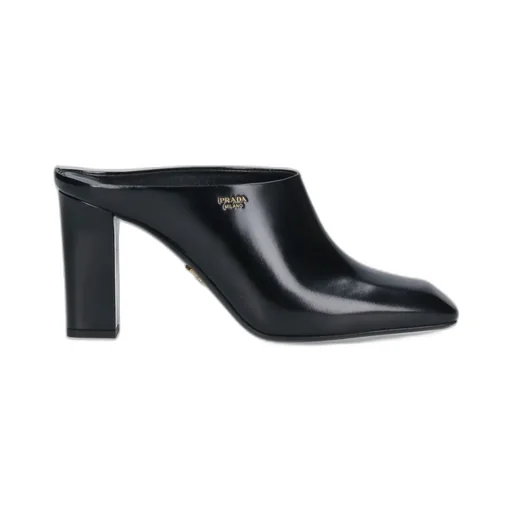 Prada Logo Detailed Square Toe Slip-On Mules