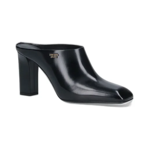 Prada Logo Detailed Square Toe Slip-On Mules