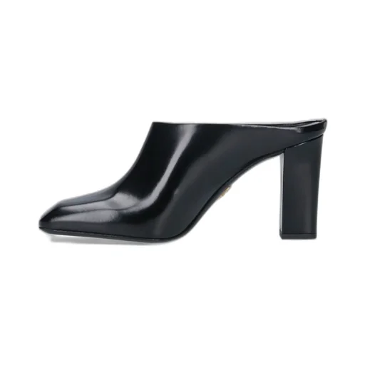 Prada Logo Detailed Square Toe Slip-On Mules