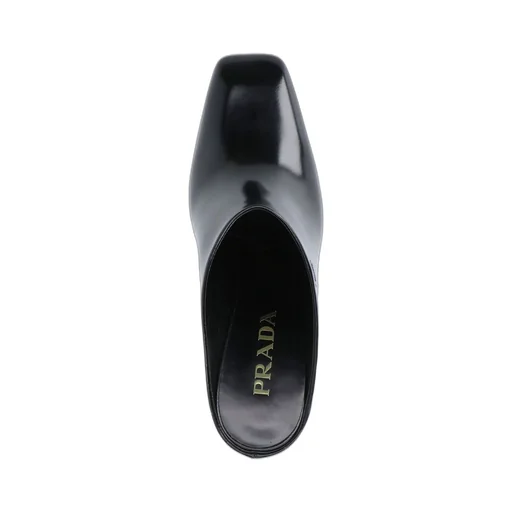 Prada Logo Detailed Square Toe Slip-On Mules