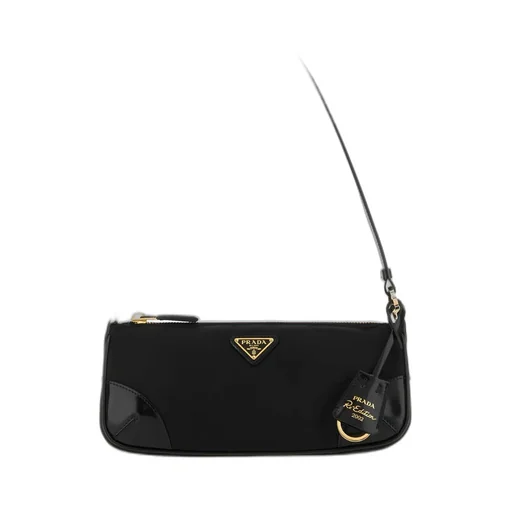 Prada Logo Plaque Zipped Shoulder Bag