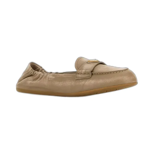 Prada Triangle-Logo Round-Toe Loafers