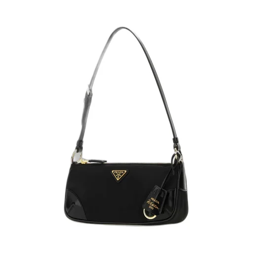 Prada Logo Plaque Zipped Shoulder Bag