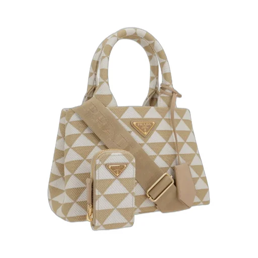 Prada Symbole Embroidered Top Handle Bag