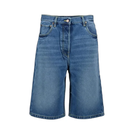 Prada Logo-Patch Denim Shorts
