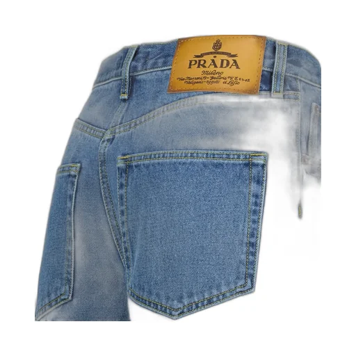 Prada Logo-Patch Denim Shorts