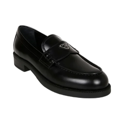 Prada Round-Toe Logo Plaque Loafers