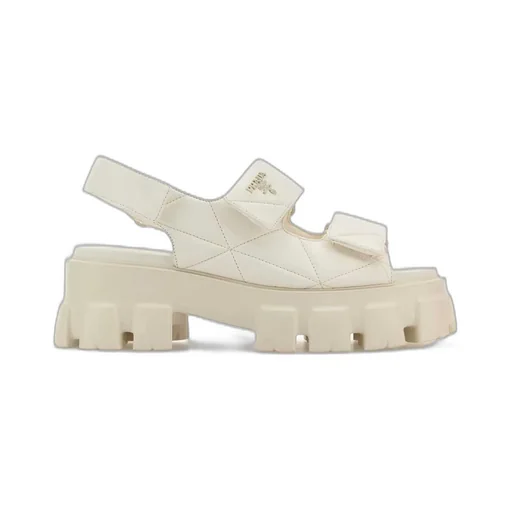 Prada Triangle-Logo Quilted Chunky Sandals