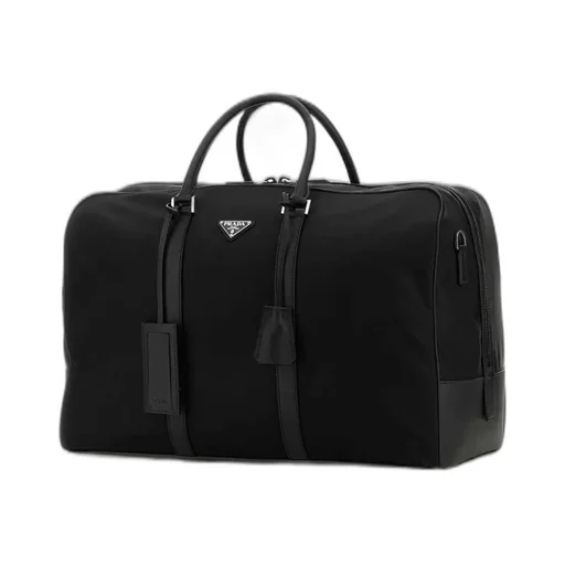 Prada Logo Plaque Zipped Duffle Bag