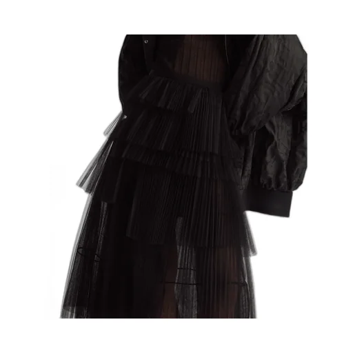 Mid-Length Asymmetric Pleated Skirt