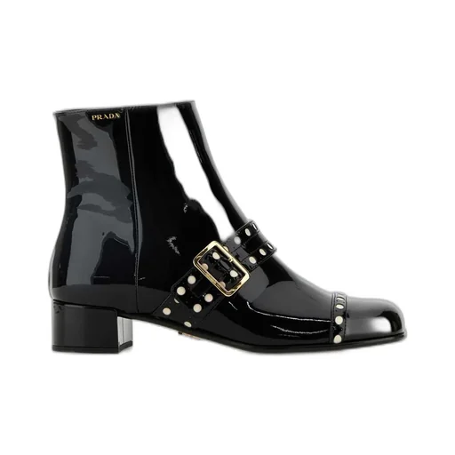 Prada Square-Toe Patent-Finish Boots