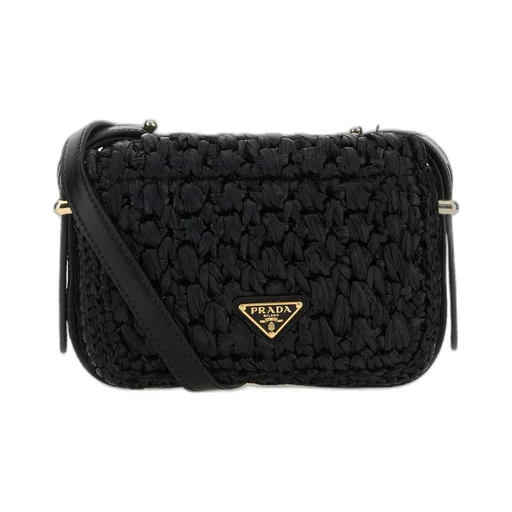 Prada Foldover Top Woven Shoulder Bag