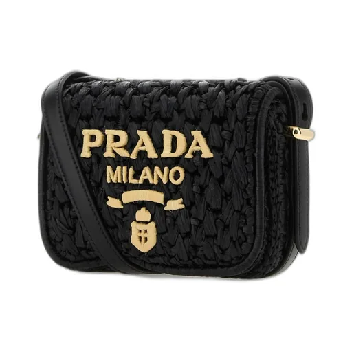 Prada Foldover Top Woven Shoulder Bag