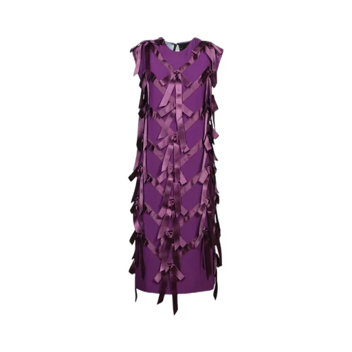 Prada Bow Embellished Crewneck Dress