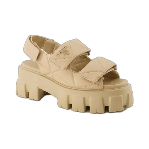 Prada Triangle-Logo Quilted Sandals