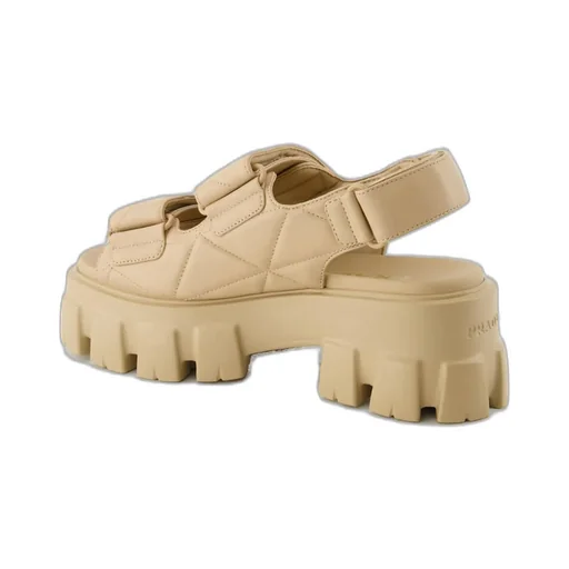 Prada Triangle-Logo Quilted Sandals