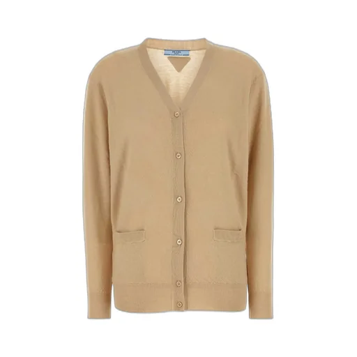 Prada Triangle-Logo V-Neck Cardigan
