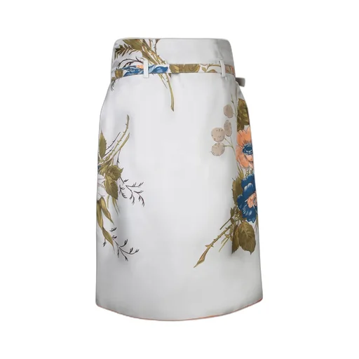 Prada Floral-Printed Belted Skirt