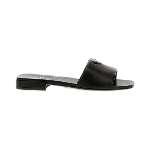 Prada Triangle-Logo Slip-On Sandals