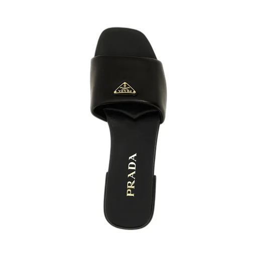 Prada Triangle-Logo Slip-On Sandals