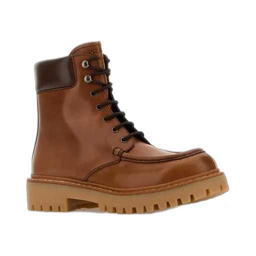 Prada Logo Detailed Round-Toe Ankle Boots