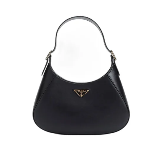 Prada Logo Plaque Zip-Up Hobo Bag