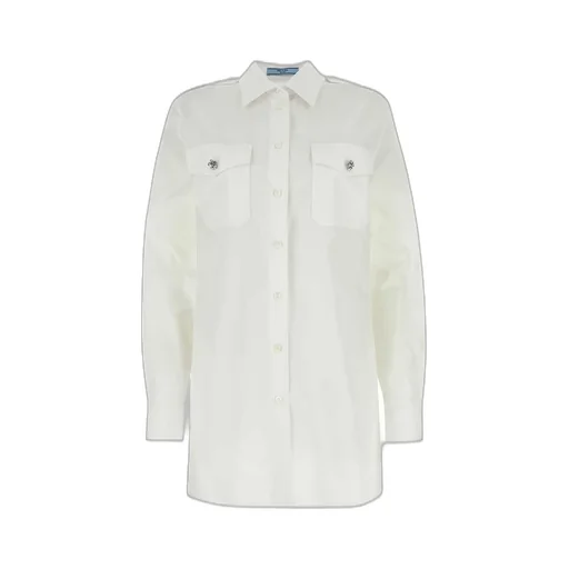 Prada Button-Embellished Poplin Shirt