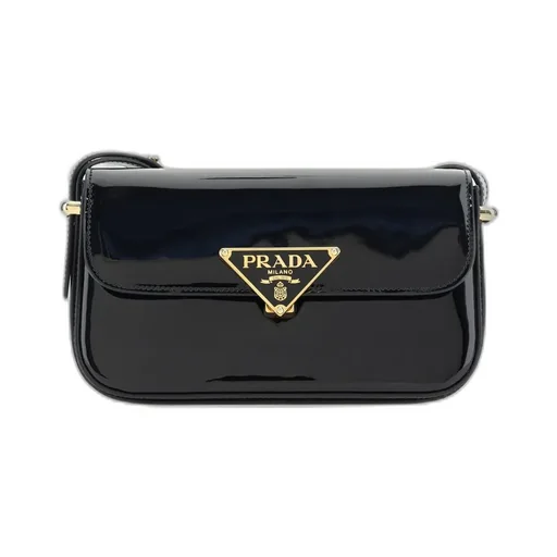 Prada Logo-Plaque Foldover Top Shoulder Bag