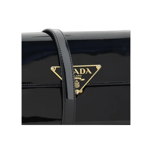Prada Logo-Plaque Foldover Top Shoulder Bag