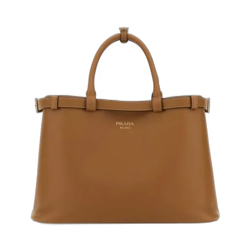 Prada Logo-Stamp Belted Medium Handbag