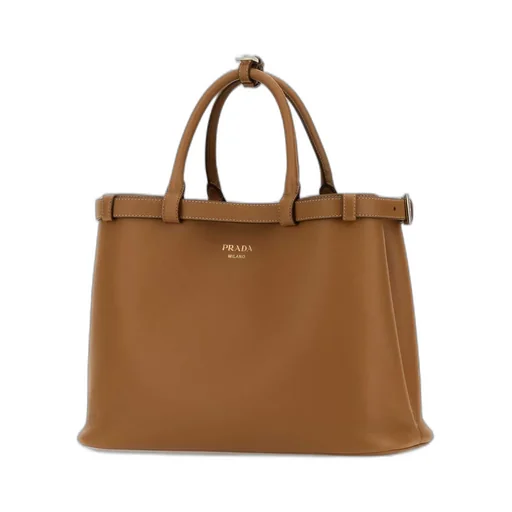 Prada Logo-Stamp Belted Medium Handbag