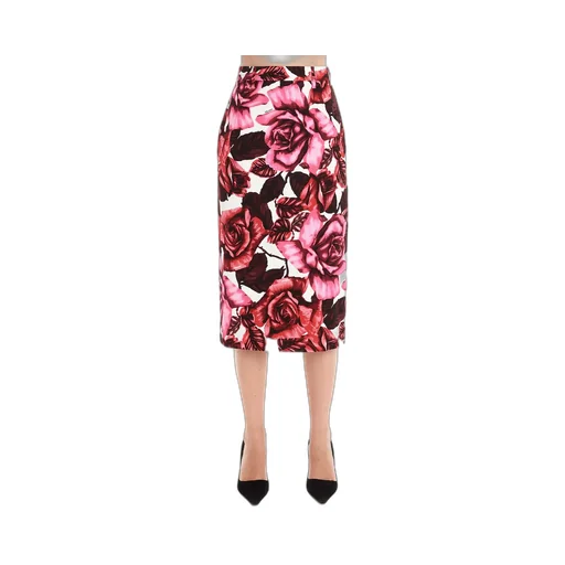 Prada Rose Print Midi Skirt