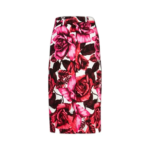 Prada Rose Print Midi Skirt