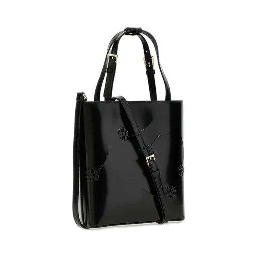 Prada Logo-Triangle Floral-Embossed Tote Bag