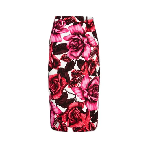Prada Rose Print Midi Skirt