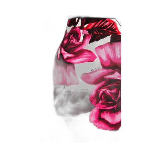 Prada Rose Print Midi Skirt