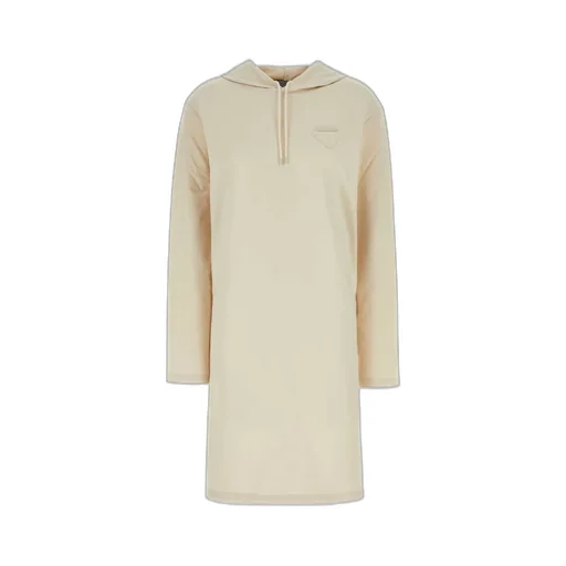 Prada Triangle-Logo Drawstring Hooded Dress
