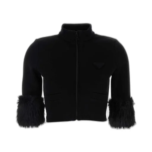 Prada Zipped Cropped Sweatshirt